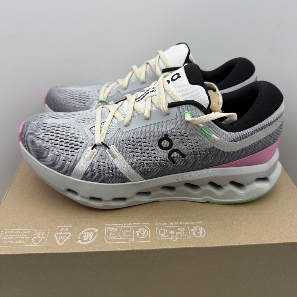 ON Running Cloudsurfer 2 Men's Size 10 White Gray Pink Running Shoes Athletic